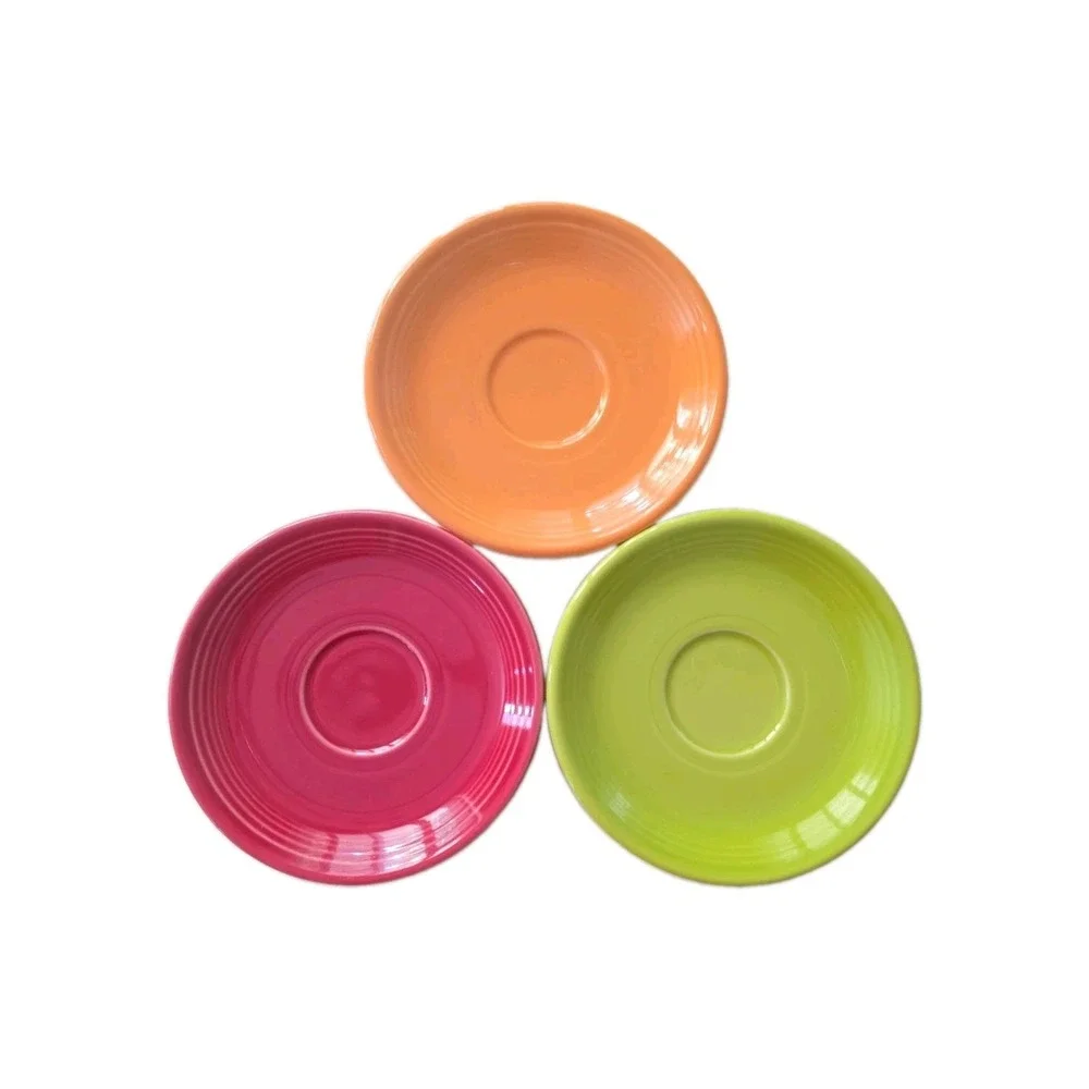 Fiestaware Lot Of 6 Saucer Plates Homer Laughlin Rainbow Mixed Colors Post 1986